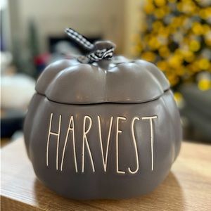 New! Rae Dunn 8.5in Ceramic Harvest Pumpkin Canister / Lid with silicone seal